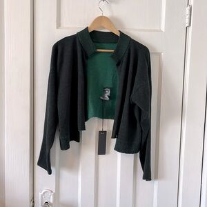 Host Pick 🔥 CREA CONCEPT cropped open cardigan, dark green wool NWT